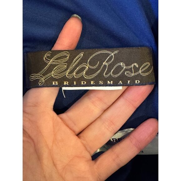 Lela Rose Dress Women XS Royal Blue Crinkle‎ Chiffon Strapless Bridesmaid Gown - Picture 7 of 8